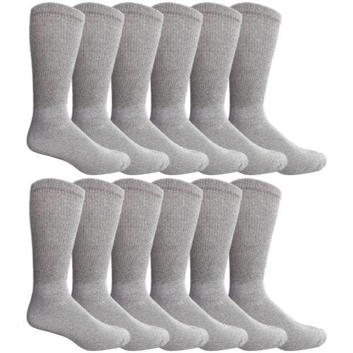 12 Wholesale Yacht & Smith Men's Cotton Diabetic Gray Crew Socks Size 13-16 image