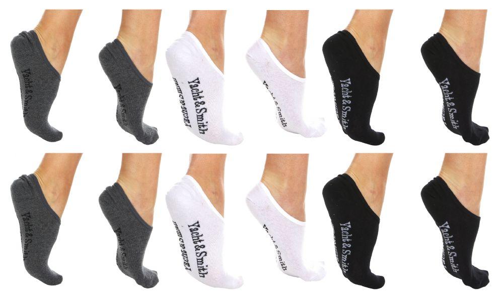60 Wholesale Yacht & Smith Womens Cotton No Show Loafer Socks With Anti Slip Silicone Strip image