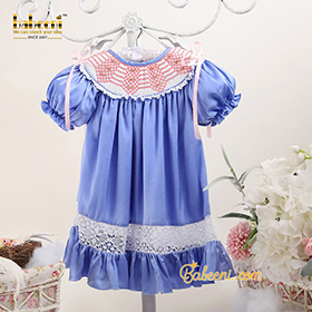 Little girl blue satin dress