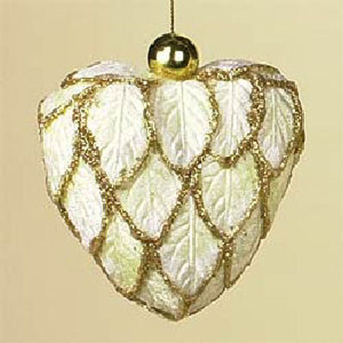 80 MM Ivory Heart With Gold Trim