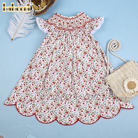 Geometric smocked bishop dress