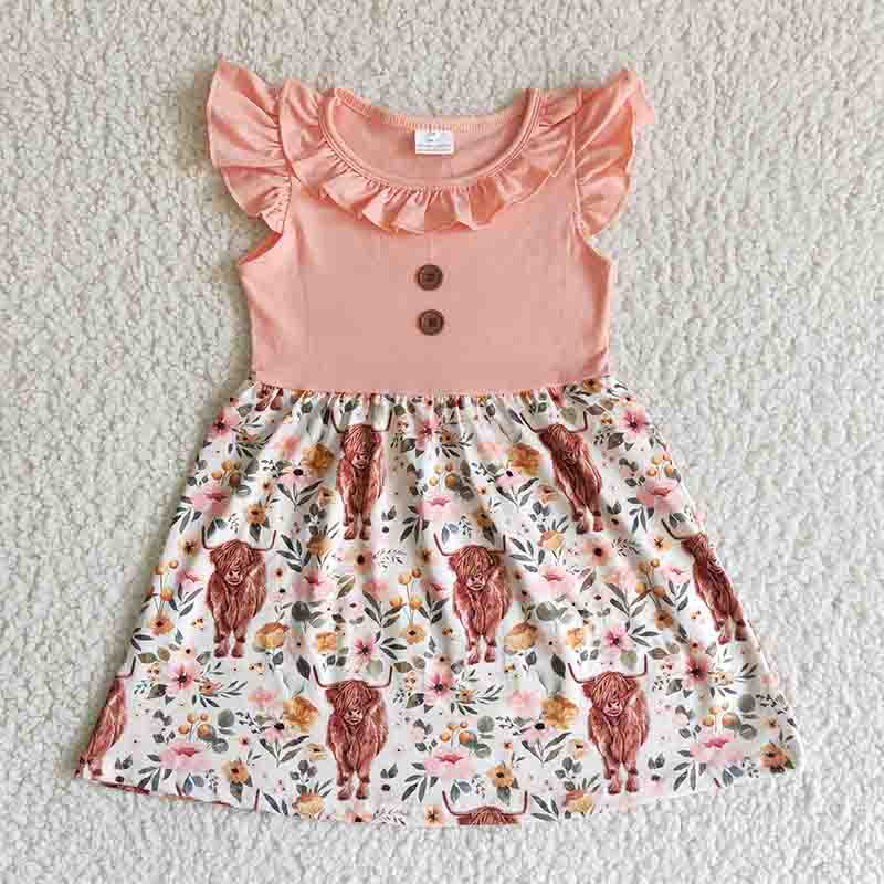 Highland cow girls summer dresses