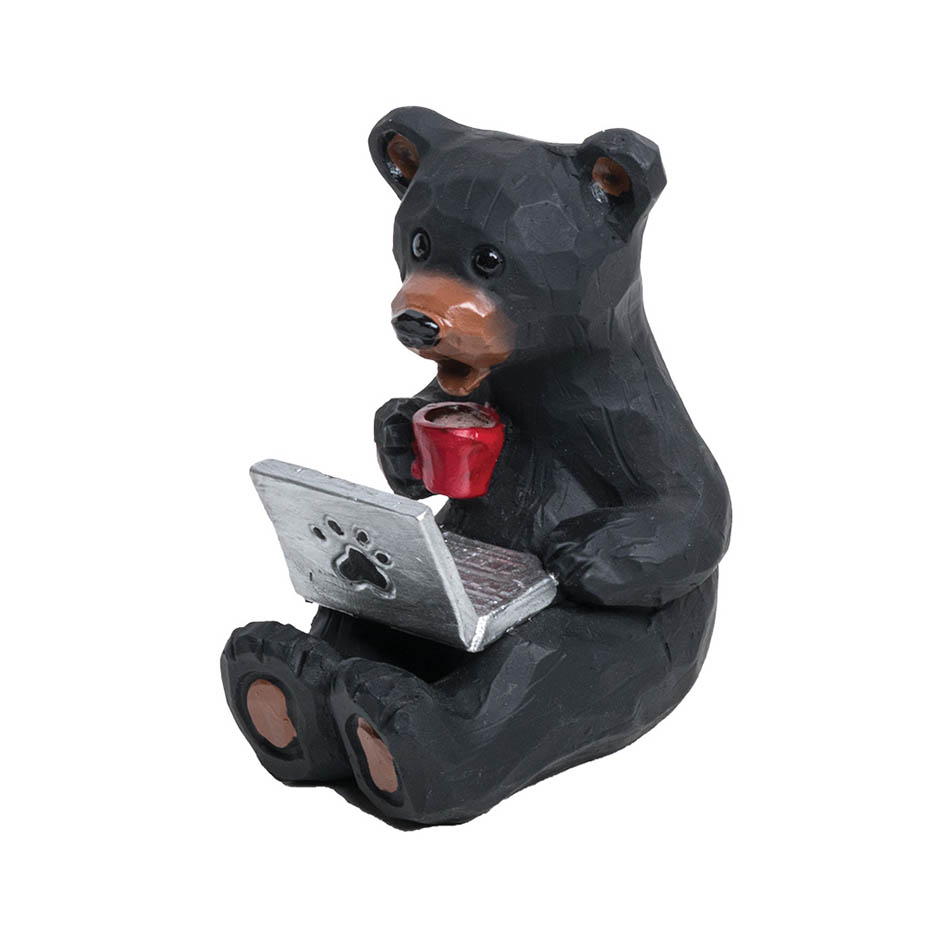 Laptop Bear with Coffee Figurine