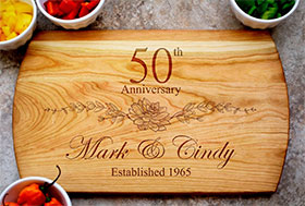 Floral Anniversary Cutting Board