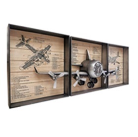 Metallic Vintage Airplane Wall Art