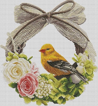 Cross Stitch Kit - Bird Wreath
