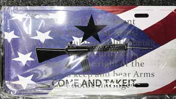 2nd Amendment Metal LICENSE PLATE, Come and Take it