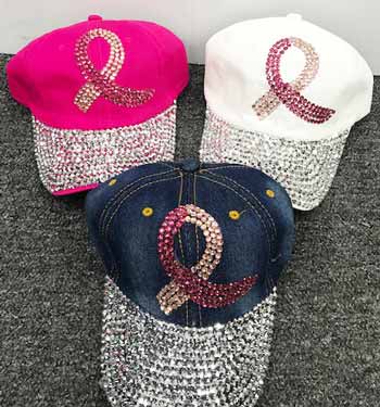 Breast Cancer Bling Caps