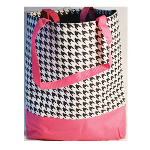 Houndstooth Pink Base TOTE BAG (14 inches)