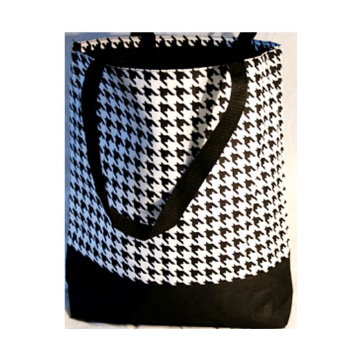 Houndstooth Black Base TOTE BAG (14 inches)