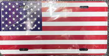 USA Flag Metal LICENSE PLATE