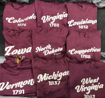 State Souvenir HOODIES with Year