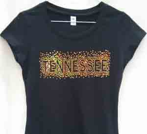 TENNESSEE Sequins Ladies tees (Blk)