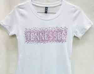 TENNESSEE Sequins Ladies tees (Wht)