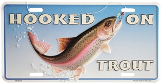 Hooked on Trout Embossed LICENSE PLATE