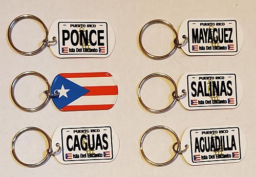 PUERTO RICO FLAG ''CITIES'' KEYCHAIN