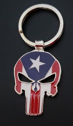 PUERTO RICO FLAG ''SKULL'' KEYCHAIN