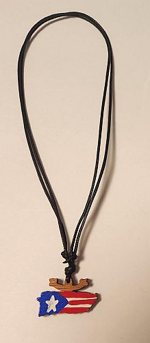 PUERTO RICO FLAG ''MAP & COQUI TAINO NECKLACE