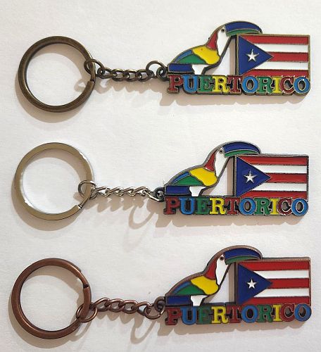 PUERTO RICO ''FLAG & TOUCAN BIRD'' KEYCHAIN