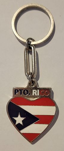 PUERTO RICO FLAG HEART KEYCHAIN