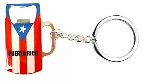 PUERTO RICO FLAG ''BEER BOTTLE''  BOTTLE OPENER KEYCHAIN