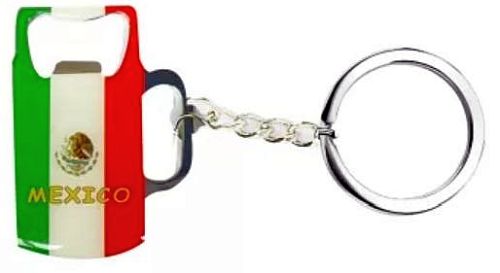 MEXICO FLAG ''BEER BOTTLE'' BOTTLE OPENER KEYCHAIN