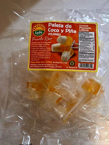 PUERTO RICO CANDIES ''COCO PIA'' COCONUT PINEAPPLE LOLLIPOP