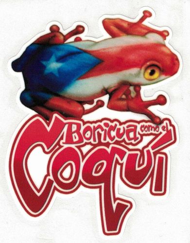PUERTO RICO FLAG ''BORICUA COMO EL COQUI''   VINYL CAR STICKER