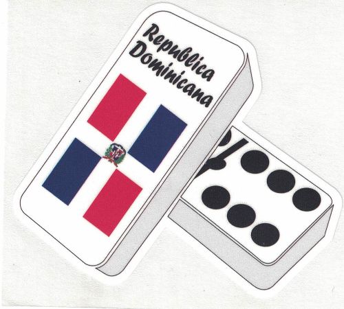 DOMINICAN REPUBLIC FLAG ''DOMINO'' VINYL CAR STICKER