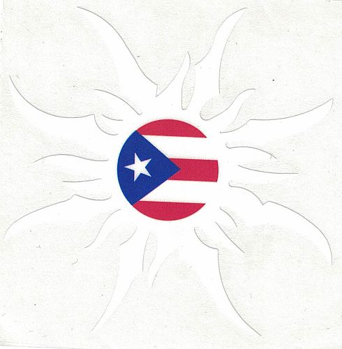 PUERTO RICO ''WHITE'' SUN VINYL CAR STICKER