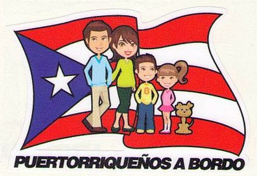 PUERTO RICO ''PUERTORRIQUEOS A BORDO'' VINYL CAR STICKER