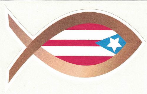 PUERTO RICO FLAG ''FISH'' VINYL CAR STICKER