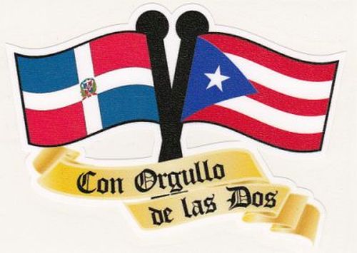 PR & DOMINICAN REP. FLAGS ''CON ORGULLO DE LAS DOS'' VINYL CAR ST