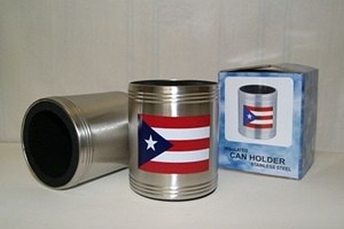 PUERTO RICO FLAG STAINLESS STEEL CAN HOLDER