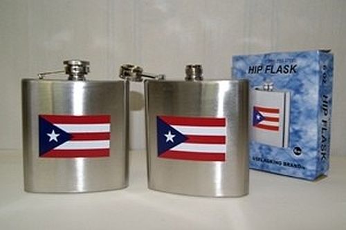 PUERTO RICO FLAG STAINLESS STEEL HIP FLASK