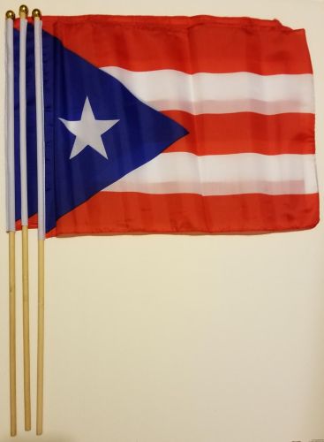 PUERTO RICO FLAG 12'' X 18''  WITH WOOD STICK