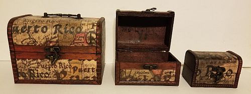 PUERTO RICO WOOD JEWELRY BOX SET