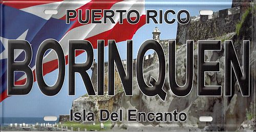 PUERTO RICO FLAG ''BORINQUEN'' FULL COLOR CAR LICENSE PLATE