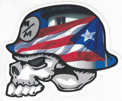 PUERTO RICO FLAG SKULL CAR STICKER