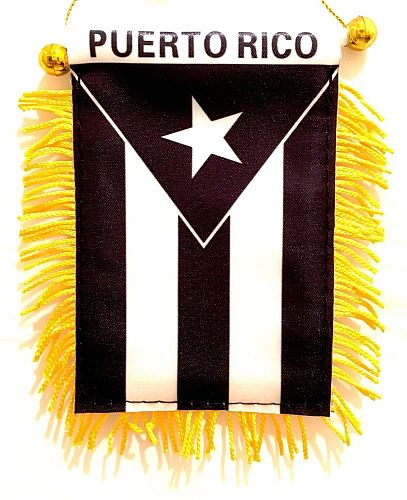 PUERTO RICO ''BLACK'' FLAG MINI BANNER