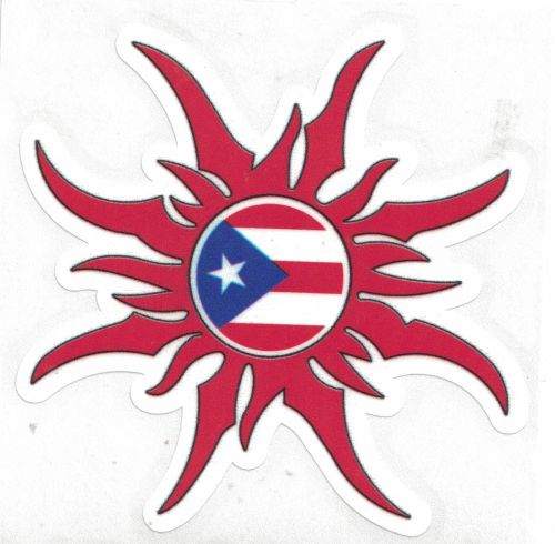 PUERTO RICO FLAG ''RED'' SUN VINYL CAR STICKER
