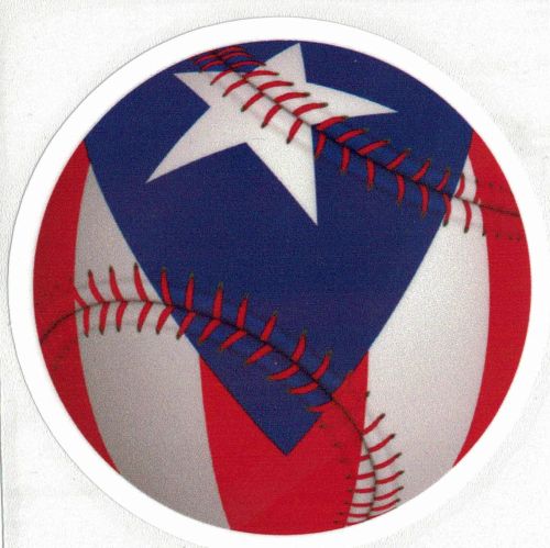 PUERTO RICO FLAG ''BASEBALL BALL'' CAR STICKER