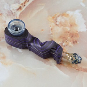 H-3 diamond wood PIPE with GLASS bowl