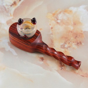 H5A exotic wood PIPE with GLASS critter bowl