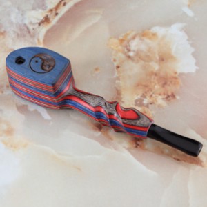 Las-44 rainbow wood PIPE with lasered cap