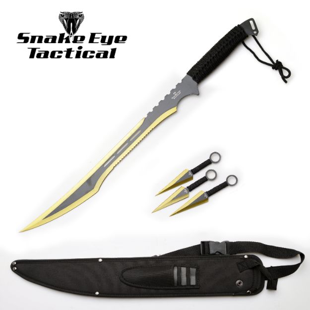 Snake Eye Tactical Ninja Sword With Kunai/Throwing KNIFE Set