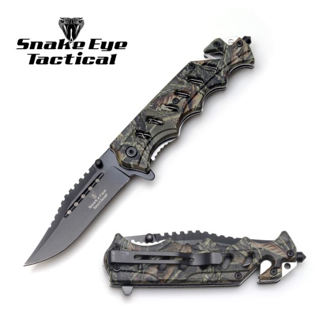 Snake Eye Rescue Style  Spring Assist Knife 5'' Closed