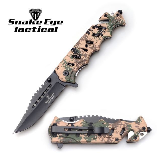 Snake Eye Rescue Style Spring Assist Knife 5'' Closed