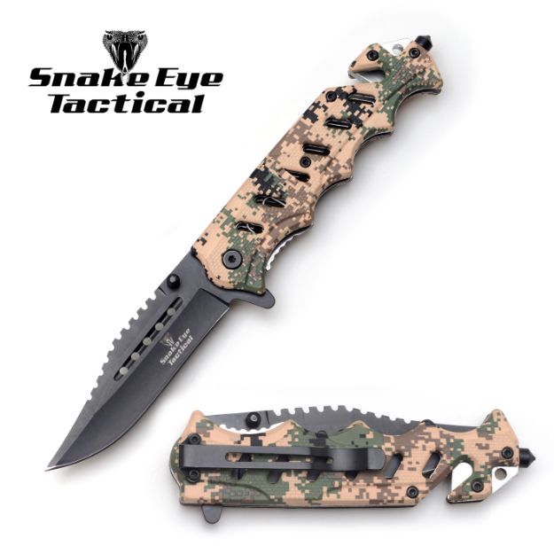 Snake Eye Rescue Style Spring Assist KNIFE 5'' Closed