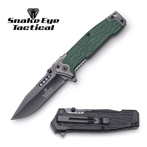 Snake Eye Tactical Spring Assist KNIFE 4.5'' Closed with Clip